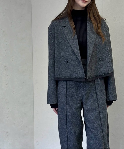 Per sist ence(パーシエンス)の「パイピングショートジャケット(テーラードジャケット・レディース・ブラック/チャコールグレー/ブラウン・FREE)」の22枚目の写真