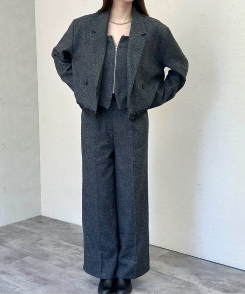 Per sist ence(パーシエンス)の「パイピングショートジャケット(テーラードジャケット・レディース・ブラック/チャコールグレー/ブラウン・FREE)」の14枚目の写真