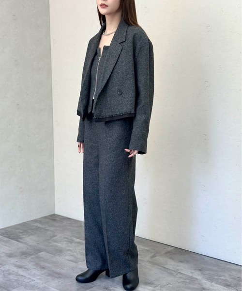 Per sist ence(パーシエンス)の「パイピングショートジャケット(テーラードジャケット・レディース・ブラック/チャコールグレー/ブラウン・FREE)」の15枚目の写真