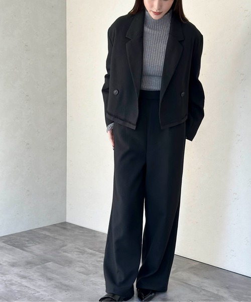 Per sist ence(パーシエンス)の「パイピングショートジャケット(テーラードジャケット・レディース・ブラック/チャコールグレー/ブラウン・FREE)」の5枚目の写真