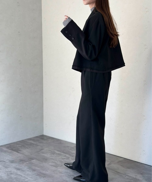 Per sist ence(パーシエンス)の「パイピングショートジャケット(テーラードジャケット・レディース・ブラック/チャコールグレー/ブラウン・FREE)」の7枚目の写真