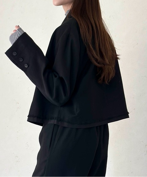 Per sist ence(パーシエンス)の「パイピングショートジャケット(テーラードジャケット・レディース・ブラック/チャコールグレー/ブラウン・FREE)」の8枚目の写真