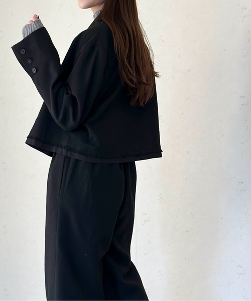 Per sist ence(パーシエンス)の「パイピングショートジャケット(テーラードジャケット・レディース・ブラック/チャコールグレー/ブラウン・FREE)」の9枚目の写真