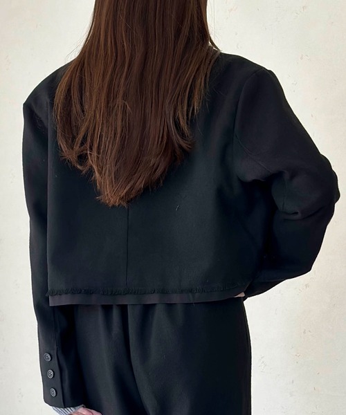 Per sist ence(パーシエンス)の「パイピングショートジャケット(テーラードジャケット・レディース・ブラック/チャコールグレー/ブラウン・FREE)」の11枚目の写真