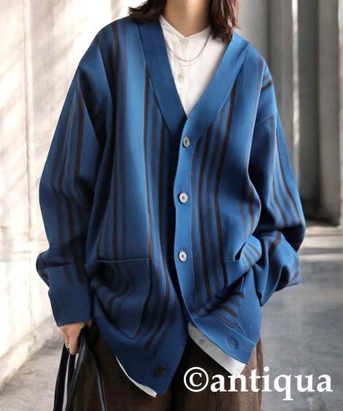 TTTMSWストライプカーディガン　ニットポロ MONO-MART LADY'S（モノマートレディース）の「マルチストライプ