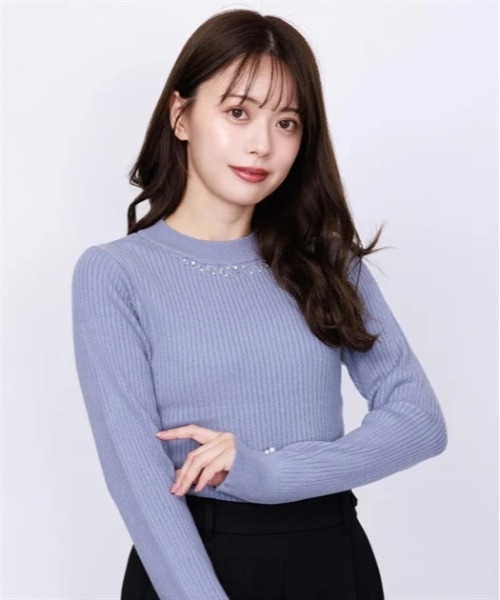axes femme（アクシーズファム）の「ランダムパールデザインニット（ニット/セーター・レディース・ピンク/ホワイト/ブラック/ブルー・FREE）」の5枚目の写真