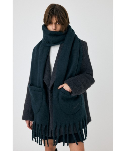 MOUSSY（マウジー）の「POCKET KNIT WIDE スカーフ（バンダナ/スカーフ・レディース・チャコールグレー/オフホワイト/レッド・FREE）」の21枚目の写真