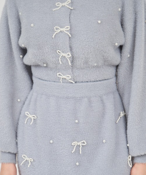 【セール】パールリボンシャギーニットミニスカート（スカート）｜ROYAL PARTY（ロイヤルパーティー）