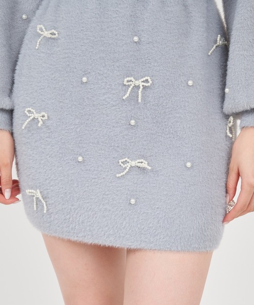 【セール】パールリボンシャギーニットミニスカート（スカート）｜ROYAL PARTY（ロイヤルパーティー）
