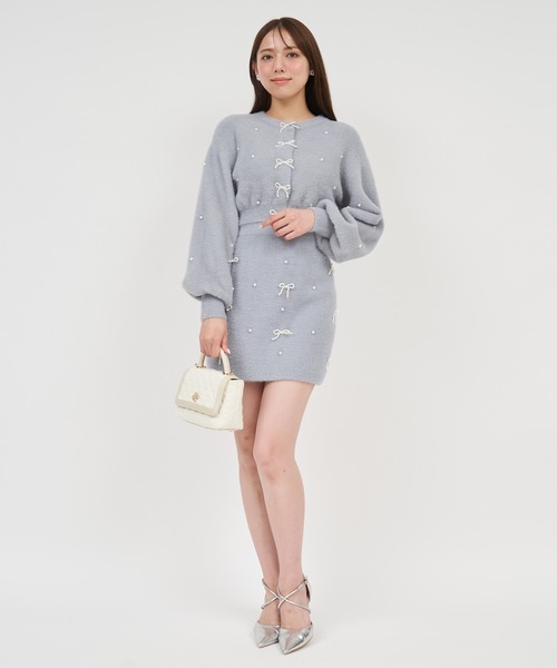 【セール】パールリボンシャギーニットミニスカート（スカート）｜ROYAL PARTY（ロイヤルパーティー）