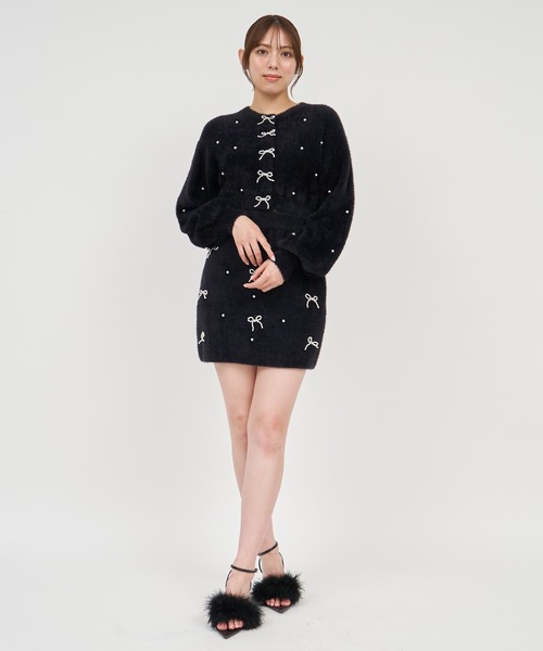 【セール】パールリボンシャギーニットミニスカート（スカート）｜ROYAL PARTY（ロイヤルパーティー）