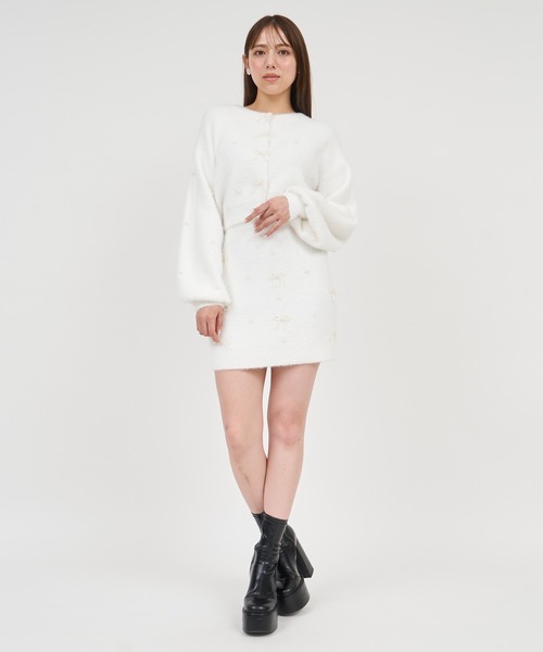 【セール】パールリボンシャギーニットミニスカート（スカート）｜ROYAL PARTY（ロイヤルパーティー）