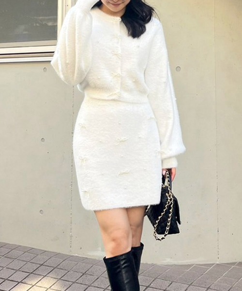 【セール】パールリボンシャギーニットミニスカート（スカート）｜ROYAL PARTY（ロイヤルパーティー）