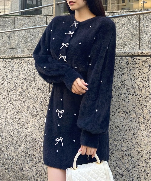 【セール】パールリボンシャギーニットミニスカート（スカート）｜ROYAL PARTY（ロイヤルパーティー）