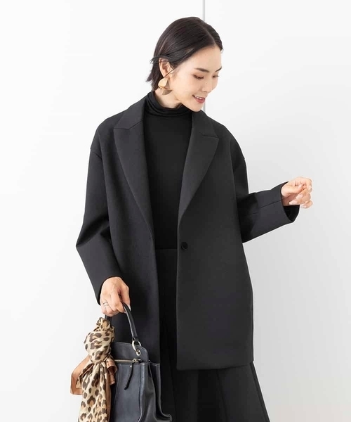 MICHEL KLEIN(ミッシェル・クラン)の「ボンディングミドル丈コート(セットアップ対応)(チェスターコート・レディース・アイボリー/ブラック・38)」の11枚目の写真