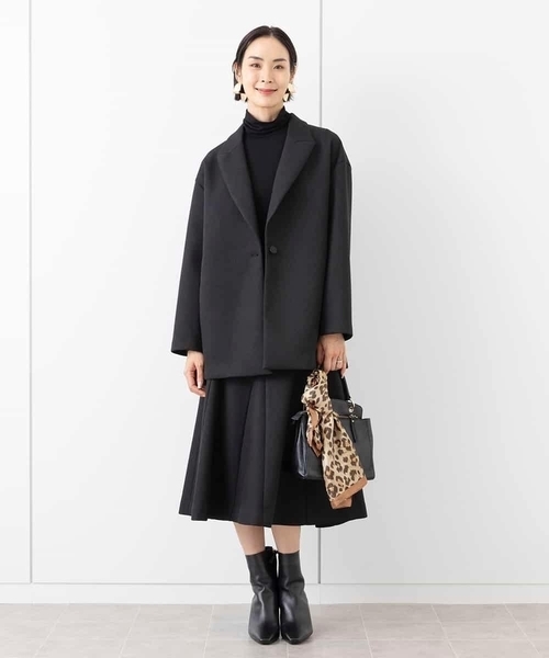 MICHEL KLEIN(ミッシェル・クラン)の「ボンディングミドル丈コート(セットアップ対応)(チェスターコート・レディース・アイボリー/ブラック・38)」の12枚目の写真