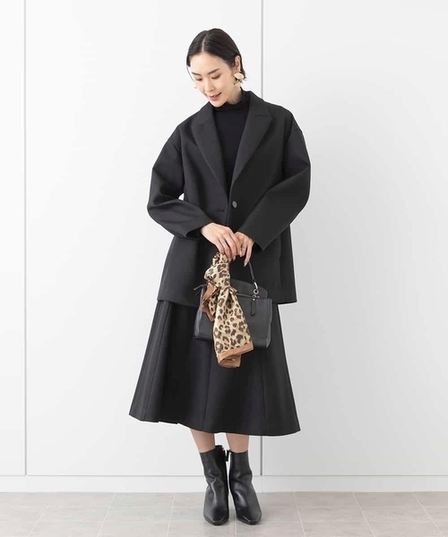 MICHEL KLEIN(ミッシェル・クラン)の「ボンディングミドル丈コート(セットアップ対応)(チェスターコート・レディース・アイボリー/ブラック・38)」の13枚目の写真