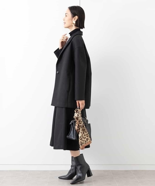 MICHEL KLEIN(ミッシェル・クラン)の「ボンディングミドル丈コート(セットアップ対応)(チェスターコート・レディース・アイボリー/ブラック・38)」の14枚目の写真