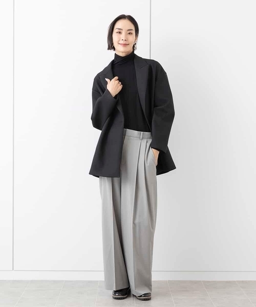 MICHEL KLEIN(ミッシェル・クラン)の「ボンディングミドル丈コート(セットアップ対応)(チェスターコート・レディース・アイボリー/ブラック・38)」の15枚目の写真