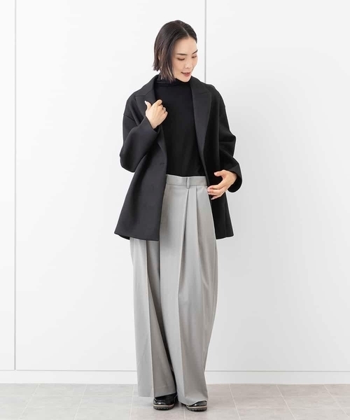 MICHEL KLEIN(ミッシェル・クラン)の「ボンディングミドル丈コート(セットアップ対応)(チェスターコート・レディース・アイボリー/ブラック・38)」の16枚目の写真
