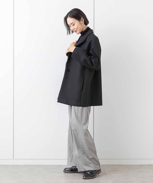 MICHEL KLEIN(ミッシェル・クラン)の「ボンディングミドル丈コート(セットアップ対応)(チェスターコート・レディース・アイボリー/ブラック・38)」の17枚目の写真