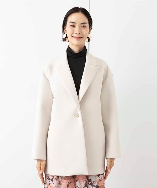 MICHEL KLEIN(ミッシェル・クラン)の「ボンディングミドル丈コート(セットアップ対応)(チェスターコート・レディース・アイボリー/ブラック・38)」の18枚目の写真