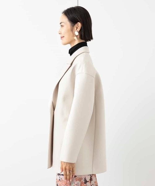 MICHEL KLEIN(ミッシェル・クラン)の「ボンディングミドル丈コート(セットアップ対応)(チェスターコート・レディース・アイボリー/ブラック・38)」の19枚目の写真