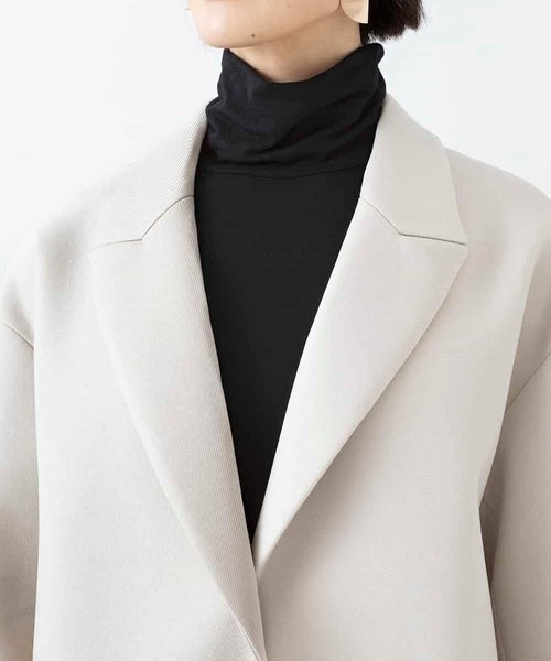 MICHEL KLEIN(ミッシェル・クラン)の「ボンディングミドル丈コート(セットアップ対応)(チェスターコート・レディース・アイボリー/ブラック・38)」の21枚目の写真