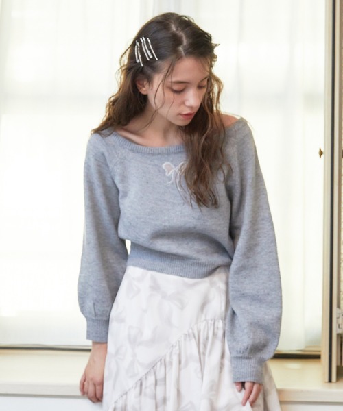 【セール】ワンショルリボンレースニット（ニット/セーター）｜REDYAZEL（レディアゼル）