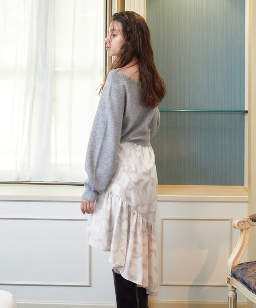 【セール】ワンショルリボンレースニット（ニット/セーター）｜REDYAZEL（レディアゼル）