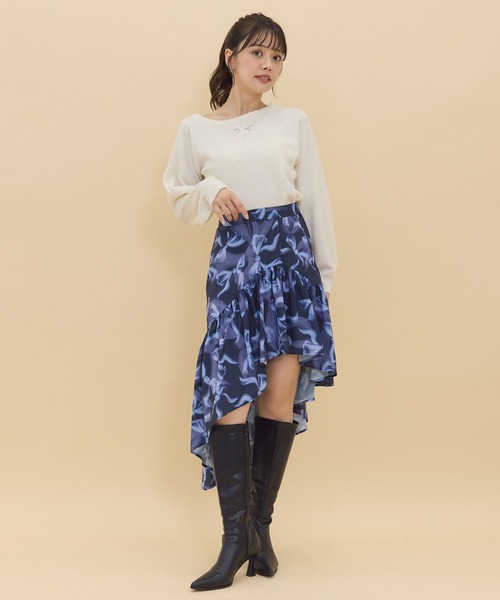 【セール】ワンショルリボンレースニット（ニット/セーター）｜REDYAZEL（レディアゼル）