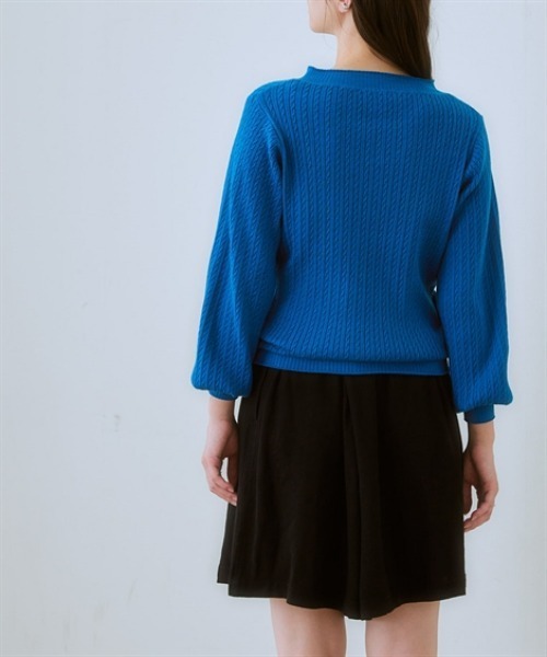 U.S. POLO ASSN.】ケーブル編ボリューム袖Vネックニット（ニット