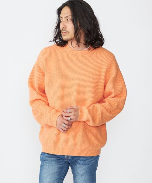 セール】SHIPS:〈手洗い可能〉7ゲージ ブラッシュド コットン クルー