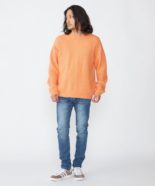 セール】SHIPS:〈手洗い可能〉7ゲージ ブラッシュド コットン クルー