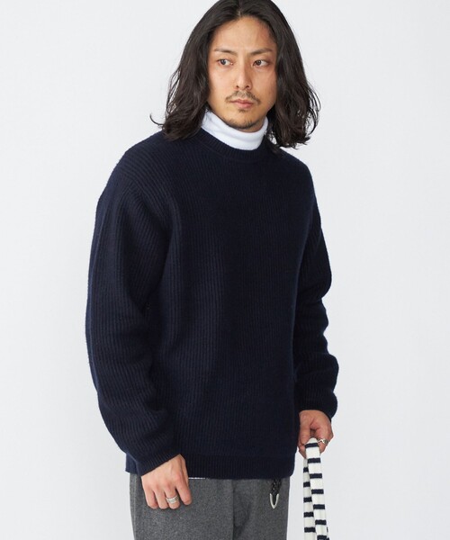 セール】SHIPS:〈手洗い可能〉7ゲージ ブラッシュド コットン クルー