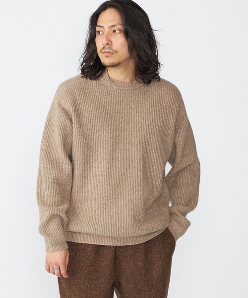 セール】SHIPS:〈手洗い可能〉7ゲージ ブラッシュド コットン クルー