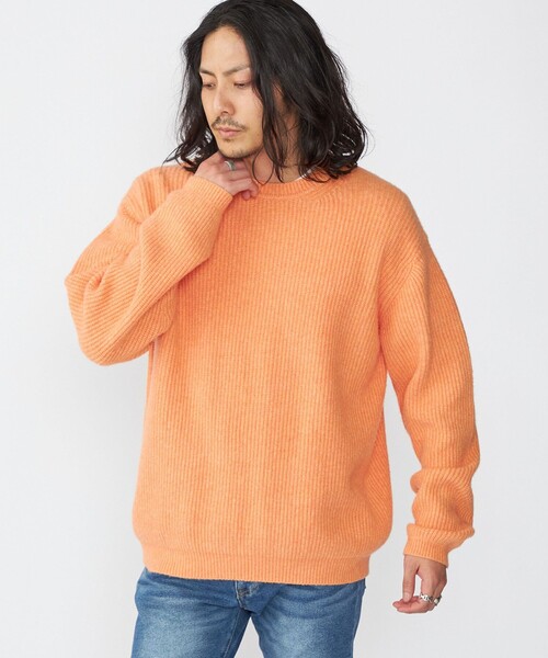 セール】SHIPS:〈手洗い可能〉7ゲージ ブラッシュド コットン クルー