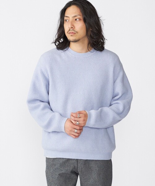 セール】SHIPS:〈手洗い可能〉7ゲージ ブラッシュド コットン クルー