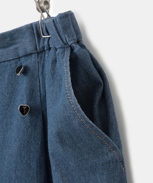 ROPE' PICNIC（ロペピクニック）の「【KIDS】ハートボタンデニムワイドパンツ（デニムパンツ・キッズ・ネイビー/サックスブルー・150/120/130/140）」の7枚目の写真