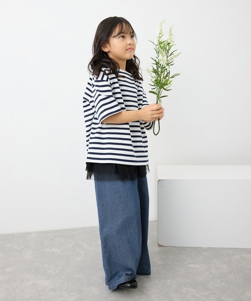 ROPE' PICNIC（ロペピクニック）の「【KIDS】ハートボタンデニムワイドパンツ（デニムパンツ・キッズ・ネイビー/サックスブルー・150/120/130/140）」の20枚目の写真