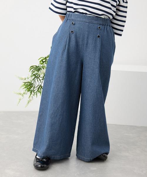 ROPE' PICNIC（ロペピクニック）の「【KIDS】ハートボタンデニムワイドパンツ（デニムパンツ・キッズ・ネイビー/サックスブルー・150/120/130/140）」の21枚目の写真