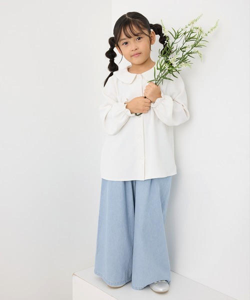 ROPE' PICNIC（ロペピクニック）の「【KIDS】ハートボタンデニムワイドパンツ（デニムパンツ・キッズ・ネイビー/サックスブルー・150/120/130/140）」の17枚目の写真
