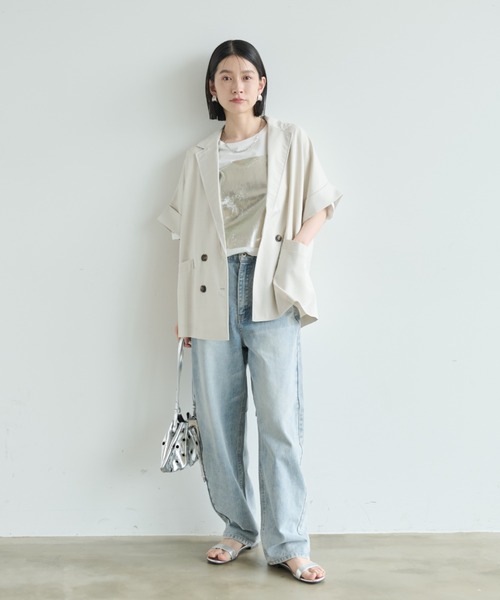 Shelly island(シェリーアイランド)の「箔プリントオーバーT(Tシャツ/カットソー・レディース・ホワイト/ブラック/ブラウン・FREE)」の17枚目の写真