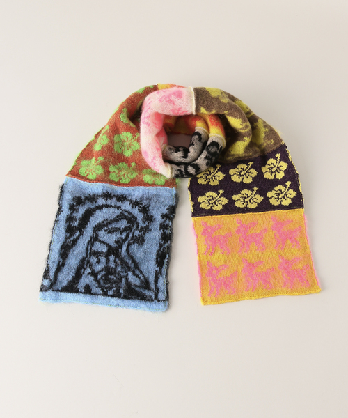 【Ashley Williams / アシュリー・ウィリアムズ】 PATCHWORK KNIT SCARF AWAW240 084（バンダナ/スカーフ）｜ASHLEY WILLIAMS（アシュリーウィリアムス）