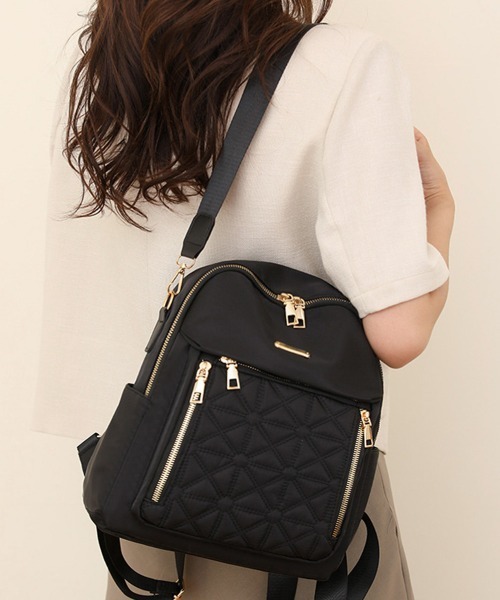 Miniministore（ミニミニストア）の「ステッチリュック2wayミニリュック人気（バックパック/リュック・レディース・ブラック/カーキブラウン/ベージュ・FREE）」の4枚目の写真