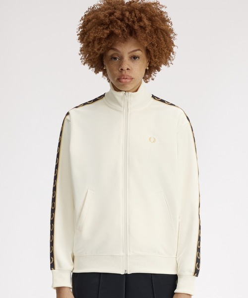 フレッドペリー　トラックジャケット　ホワイト Taped Track Jacket／フレッドペリートラックジャケット（ジャージ