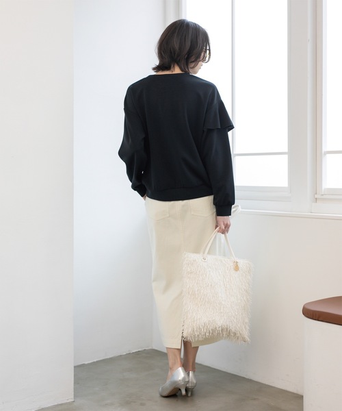 OPAQUE.CLIP（オペークドットクリップ）の「《S-LLsize》ストレッチベイカーナロースカート【洗濯機洗い可】（スカート・レディース・カーキ/アイボリー/ブラック・40/38/42/36）」の9枚目の写真