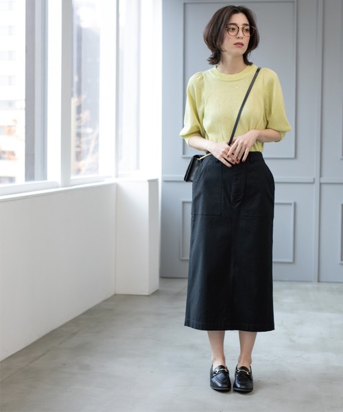 OPAQUE.CLIP（オペークドットクリップ）の「《S-LLsize》ストレッチベイカーナロースカート【洗濯機洗い可】（スカート・レディース・カーキ/アイボリー/ブラック・40/38/42/36）」の11枚目の写真