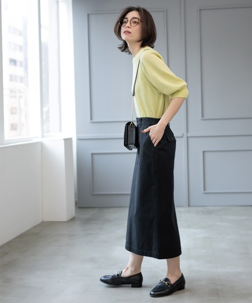 OPAQUE.CLIP（オペークドットクリップ）の「《S-LLsize》ストレッチベイカーナロースカート【洗濯機洗い可】（スカート・レディース・カーキ/アイボリー/ブラック・40/38/42/36）」の12枚目の写真