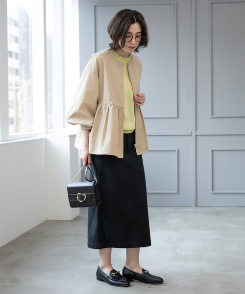 OPAQUE.CLIP（オペークドットクリップ）の「《S-LLsize》ストレッチベイカーナロースカート【洗濯機洗い可】（スカート・レディース・カーキ/アイボリー/ブラック・40/38/42/36）」の15枚目の写真